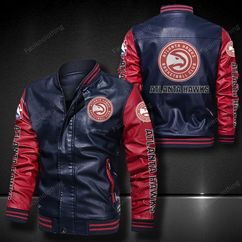 Sportswearmerch Atlanta Hawks NBA Personalized Leather Bomber For Fan