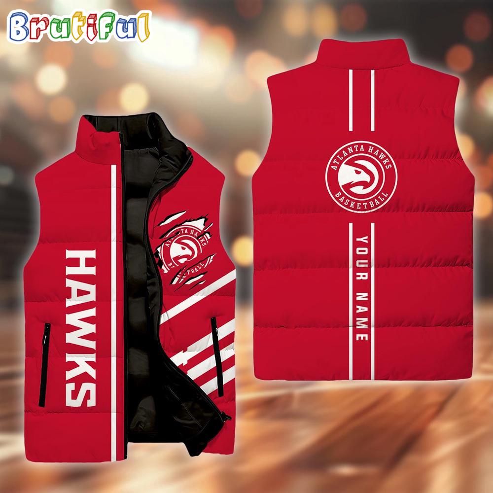 Sportswearmerch Atlanta Hawks NBA Personalized Sleeveless Down Puffer Jacket For Fan