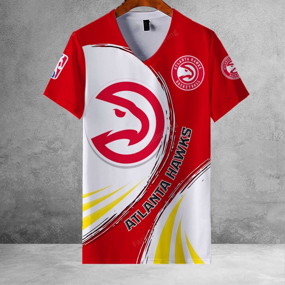 Sportswearmerch Atlanta Hawks NBA Personalized V-neck Women T-shirt For Fan