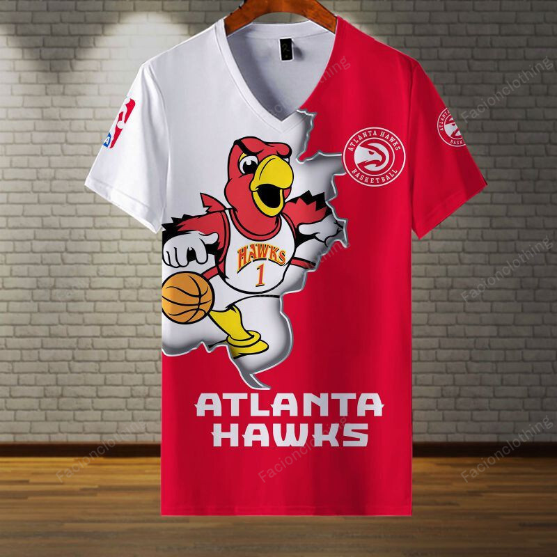Sportswearmerch Atlanta Hawks NBA Personalized V-neck Women T-shirt For Fan