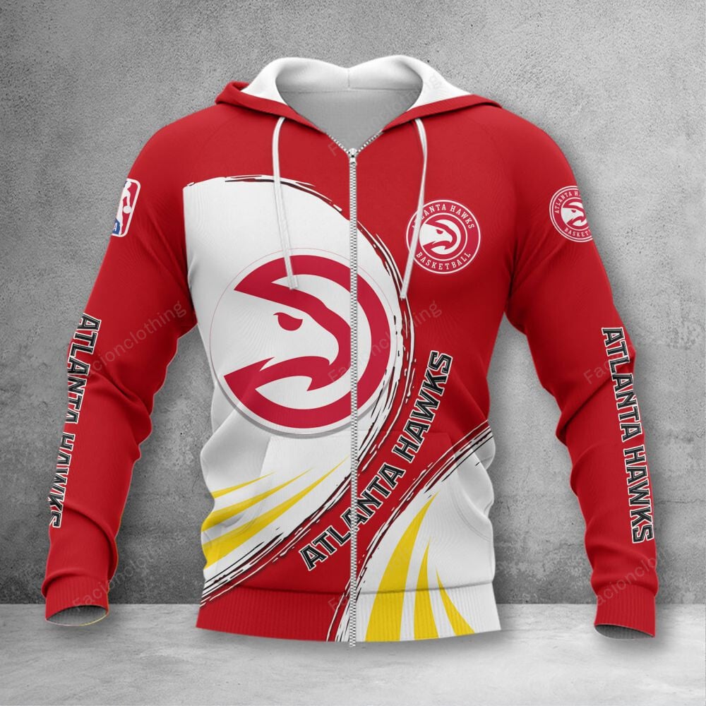 Sportswearmerch Atlanta Hawks NBA Personalized Zip Hoodie For Fan
