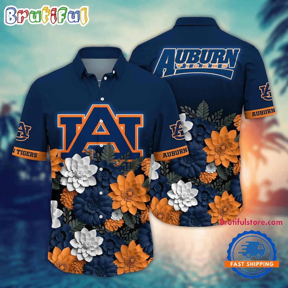 Sportswearmerch Auburn Tigers NCAA Flower Tropical Summer Beach Hawaiian Shirt For Fan