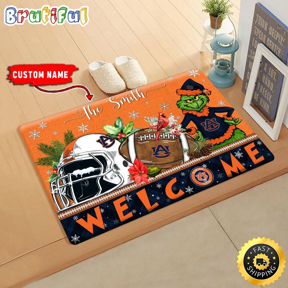 Sportswearmerch Auburn Tigers NCAA Grinch Christmas Doormat For Fan
