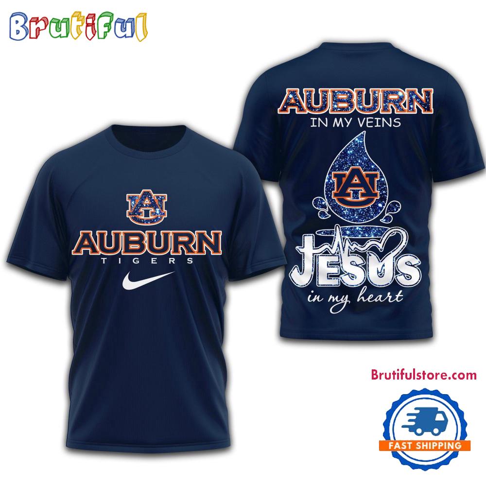 Sportswearmerch Auburn Tigers NCAA Jesus In My Heart T-Shirt For Fan