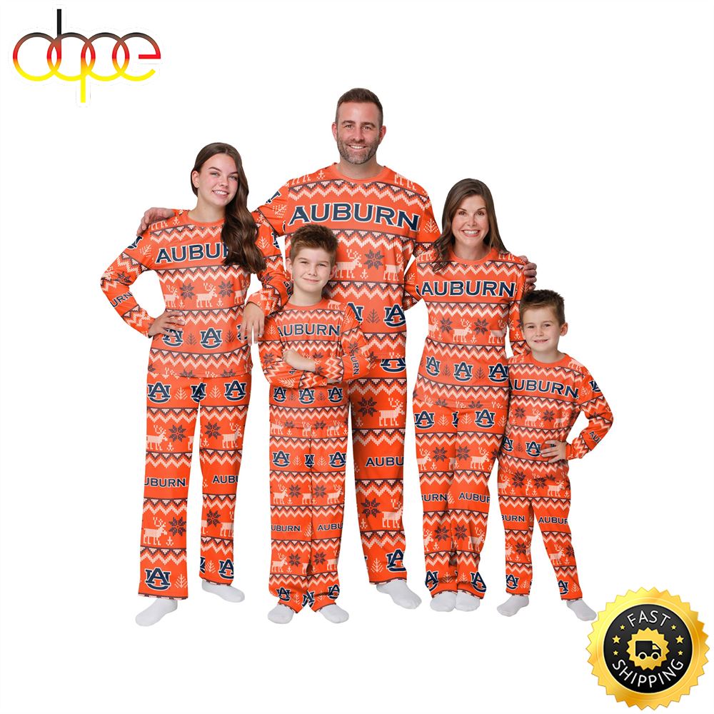 Sportswearmerch Auburn Tigers NCAA Patterns Essentials Christmas Personalized Pajamas For Fan