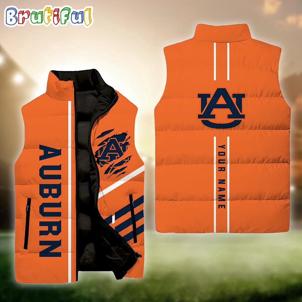 Sportswearmerch Auburn Tigers NCAA Personalized Sleeveless Down Puffer Jacket For Fan