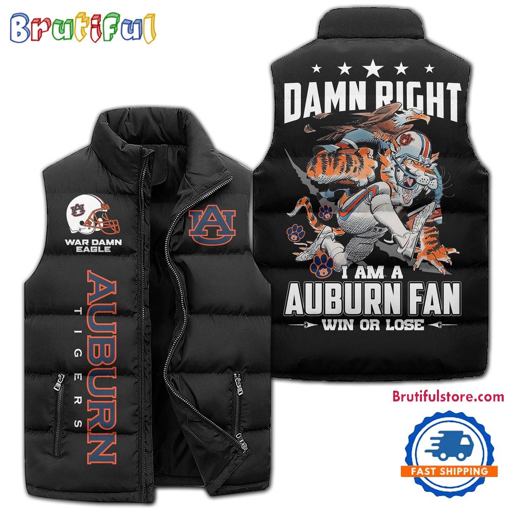 Sportswearmerch Auburn Tigers NCAA Sleeveless Puffer Jacket For Fan