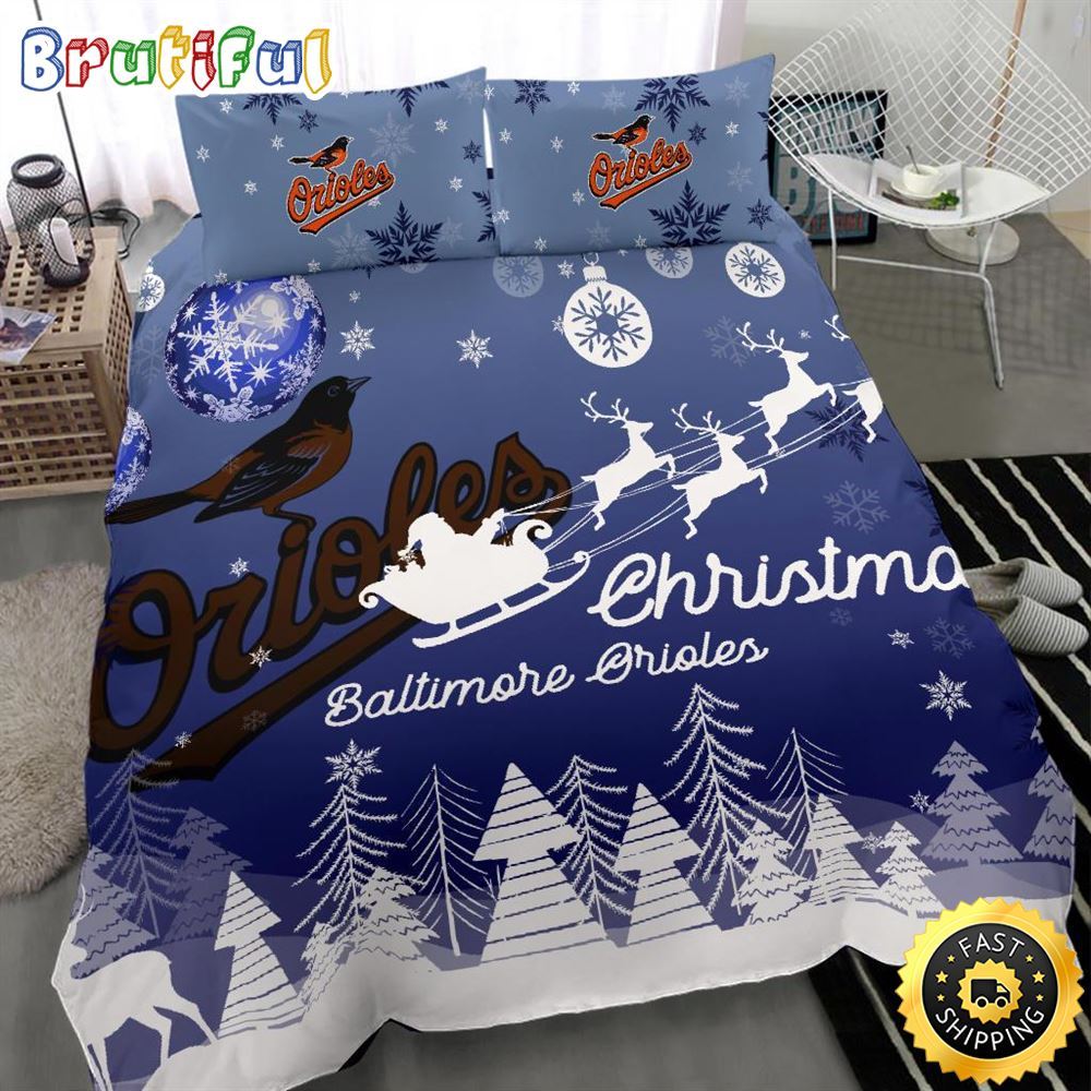 Sportswearmerch Baltimore Orioles MLB Christmas Bedding Sets For Fan