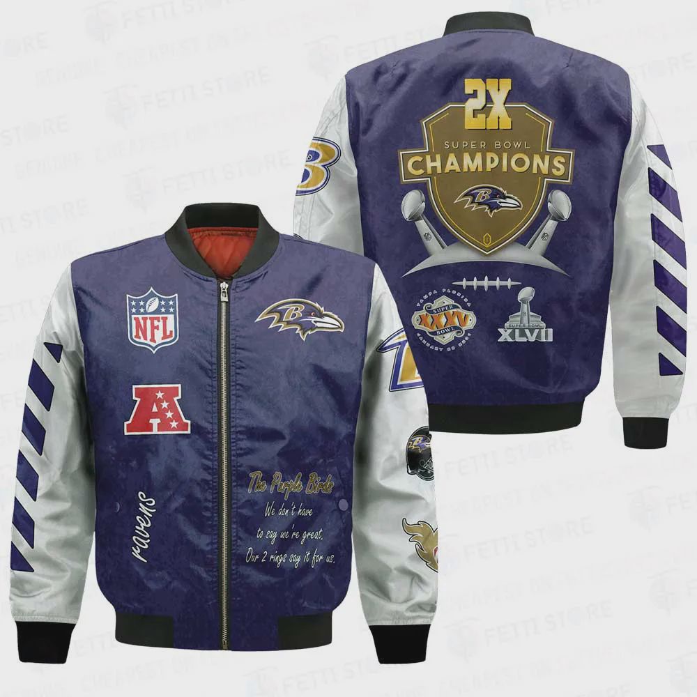 Sportswearmerch Baltimore Ravens NFL 2X Champions Bomber Jacket For Fan