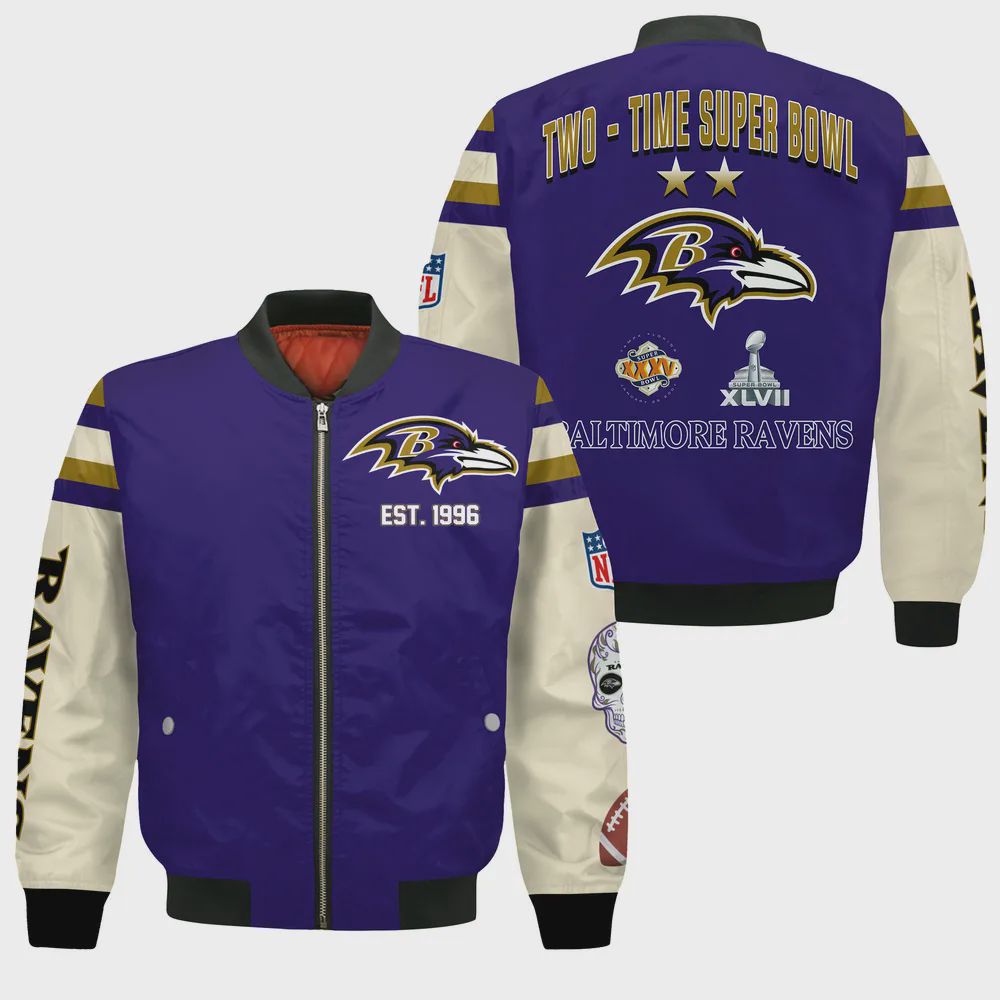 Sportswearmerch Baltimore Ravens NFL 2X Champions Bomber Jacket For Fan