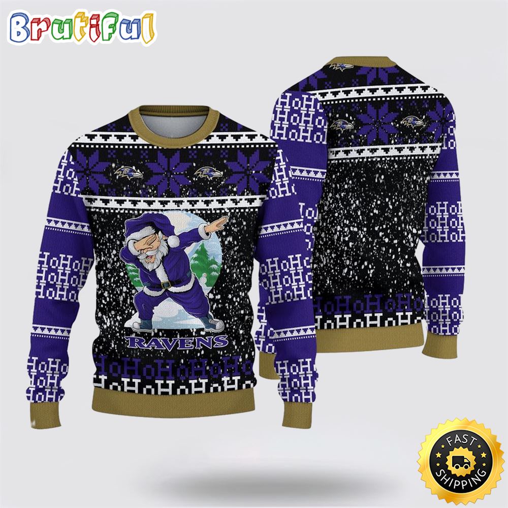 Sportswearmerch Baltimore Ravens NFL And Santa Claus Christmas Sweater For Fan