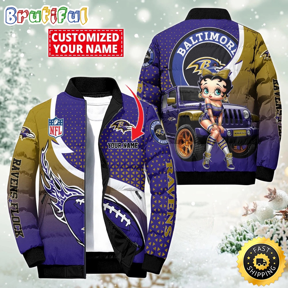 Sportswearmerch Baltimore Ravens NFL Betty Boop Puffer Jacket For Fan