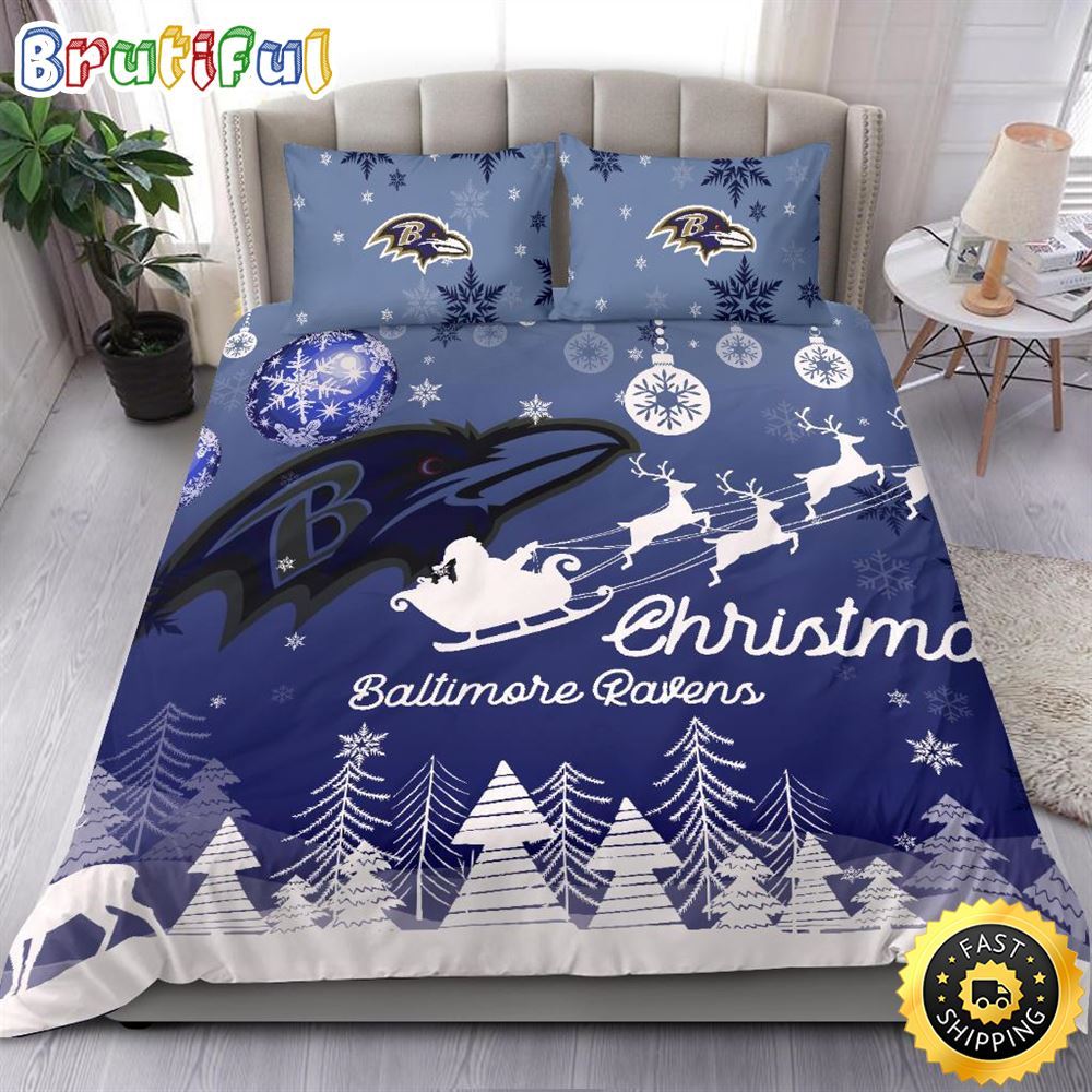 Sportswearmerch Baltimore Ravens NFL Christmas Bedding Sets For Fan