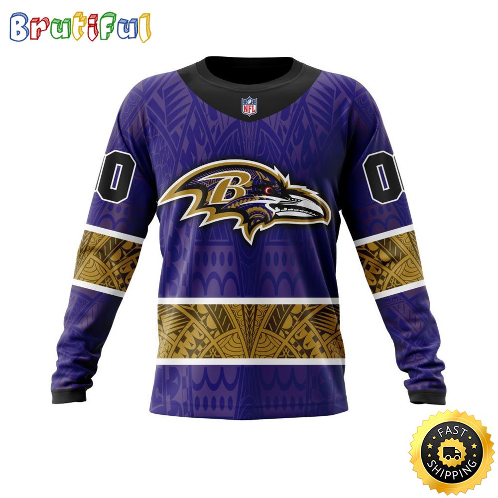 Sportswearmerch Baltimore Ravens NFL Crewneck Native With Samoa Culture Personalized Sweater For Fan