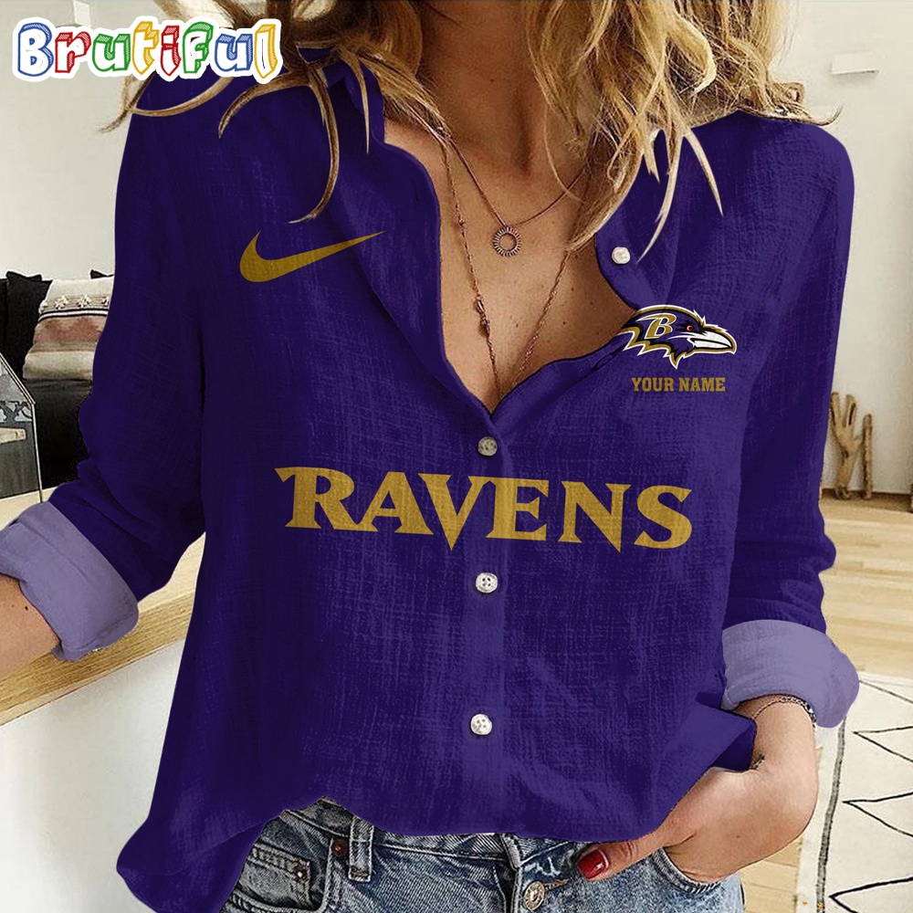 Sportswearmerch Baltimore Ravens NFL Custom Women's Casual Shirt For Fan