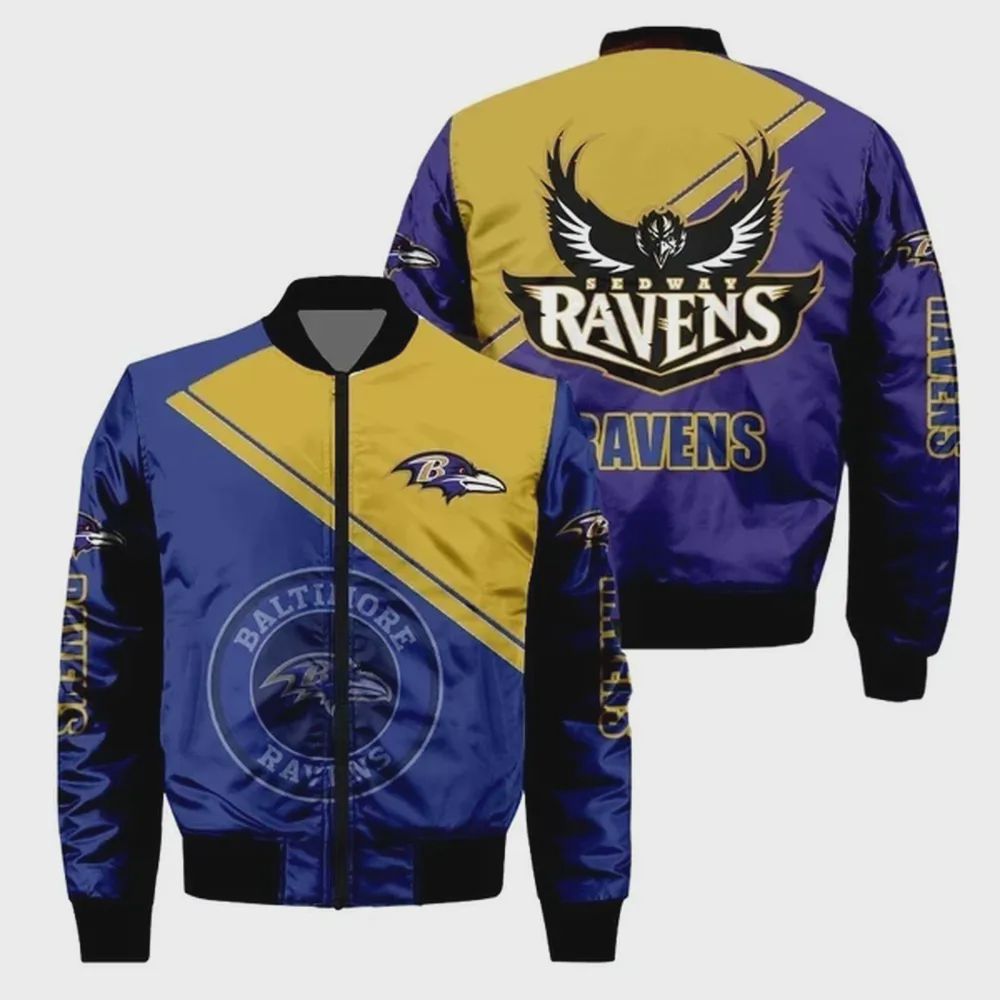 Sportswearmerch Baltimore Ravens NFL Eagle Pattern Bomber Jacket For Fan