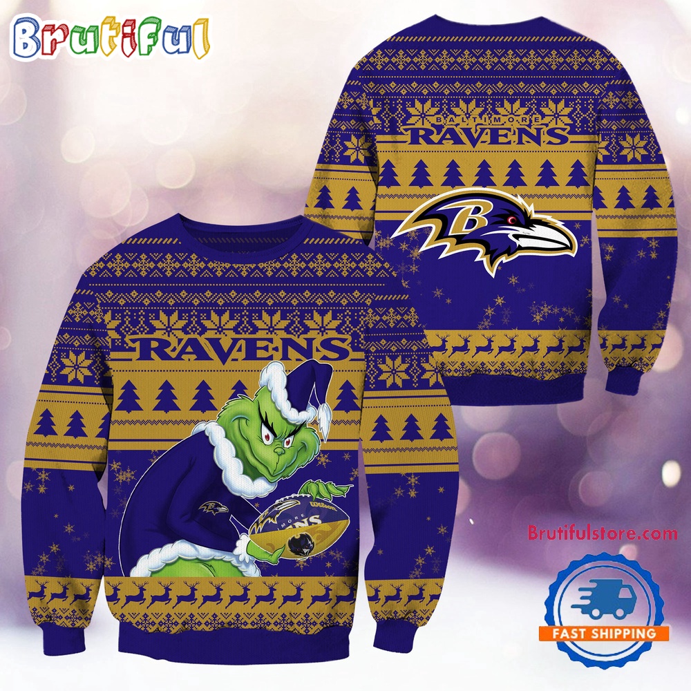 Sportswearmerch Baltimore Ravens NFL Football Grinch Christmas Sweater For Fan