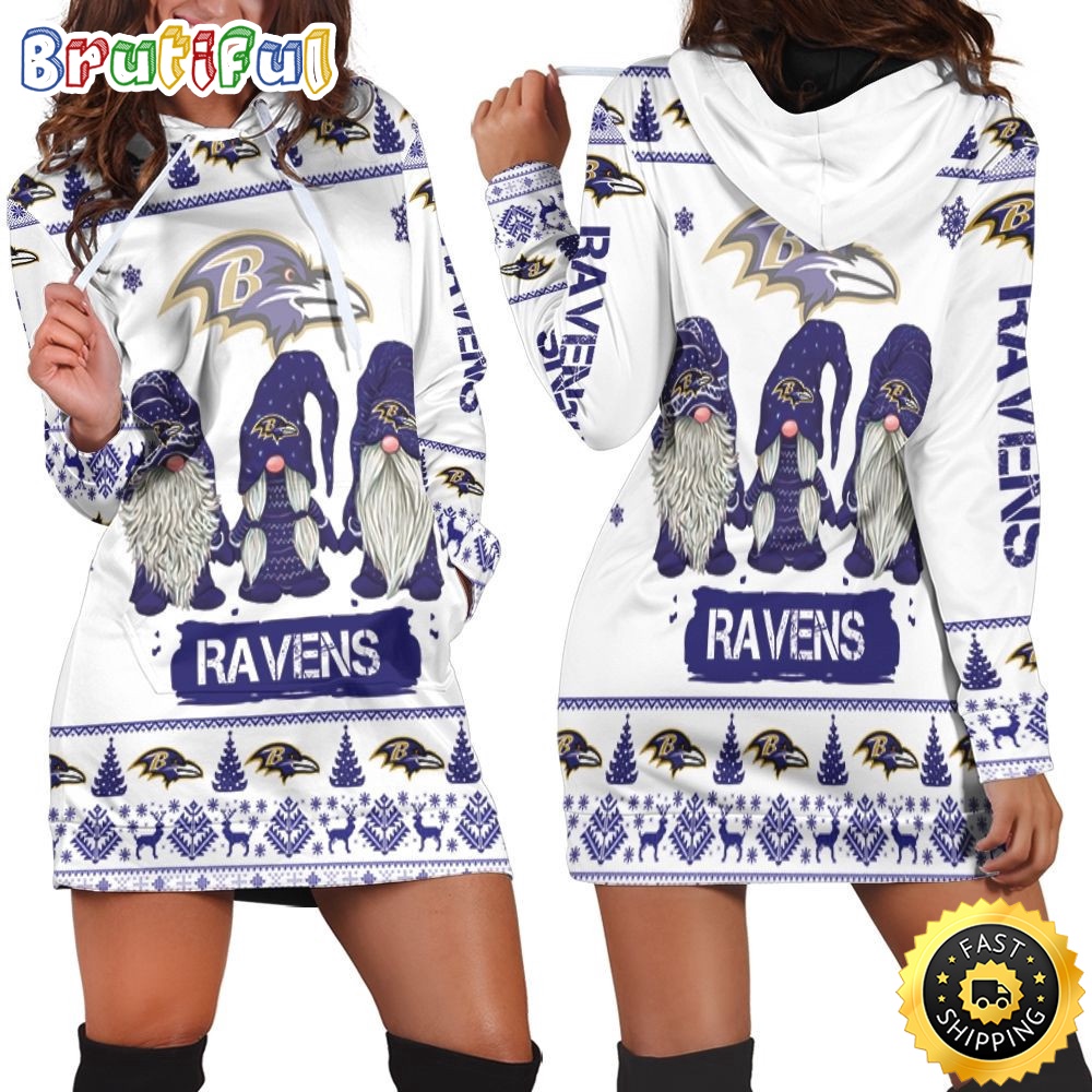 Sportswearmerch Baltimore Ravens NFL Gnomes Hoodie Dress For Fan