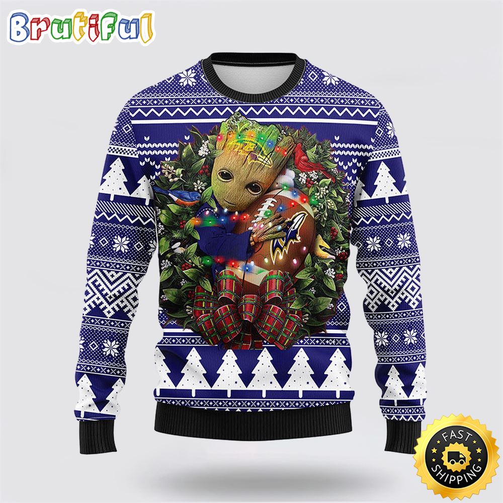 Sportswearmerch Baltimore Ravens NFL Groot Christmas Sweater For Fan