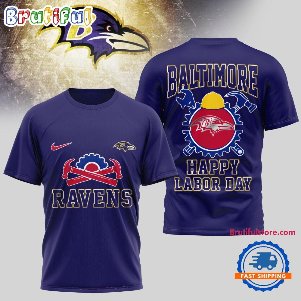 Sportswearmerch Baltimore Ravens NFL Happy Labor Day 2025 Uniesx 3D Shirt For Fan