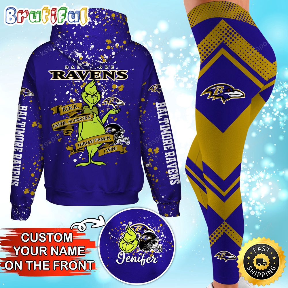 Sportswearmerch Baltimore Ravens NFL Hoodie Leggings The Grinch For Fan
