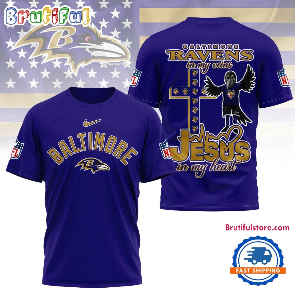 Sportswearmerch Baltimore Ravens NFL In My Veins In My Heart T-Shirt For Fan