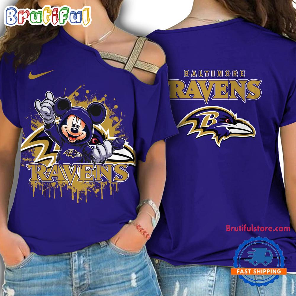 Sportswearmerch Baltimore Ravens NFL Mickey Mouse Strapless Sleeve Short For Fan