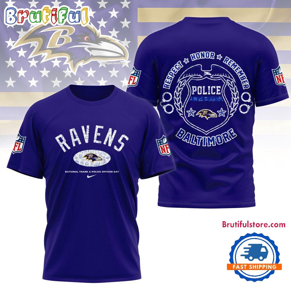 Sportswearmerch Baltimore Ravens NFL National Thank a Police Officer Day T-shirt For Fan