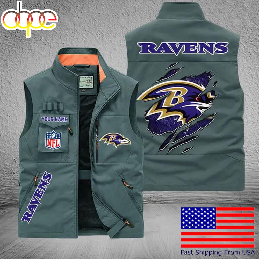Sportswearmerch Baltimore Ravens NFL On Back Personalized Pocket Vest For Fan