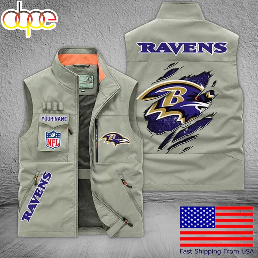 Sportswearmerch Baltimore Ravens NFL On Back Personalized Pocket Vest For Fan
