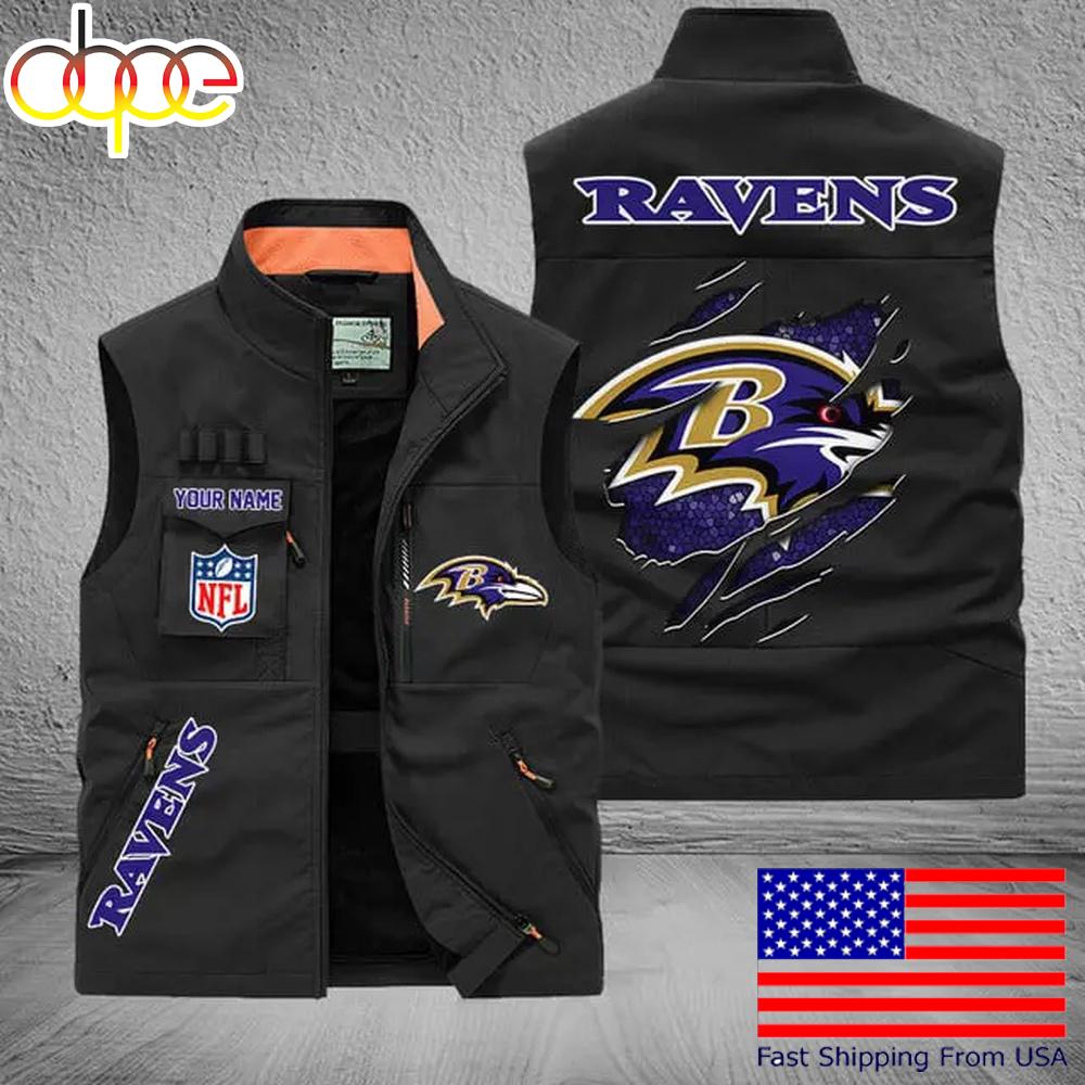 Sportswearmerch Baltimore Ravens NFL On Back Personalized Pocket Vest For Fan