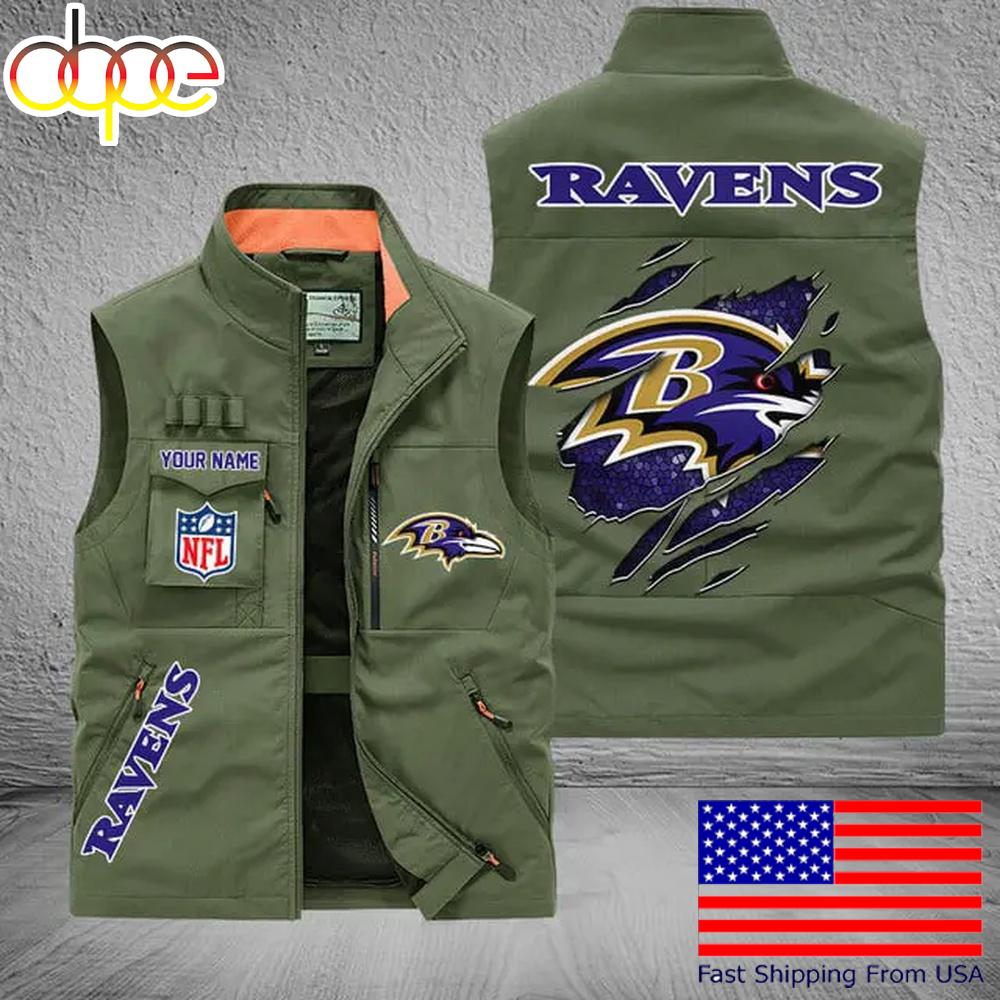 Sportswearmerch Baltimore Ravens NFL On Back Personalized Pocket Vest For Fan