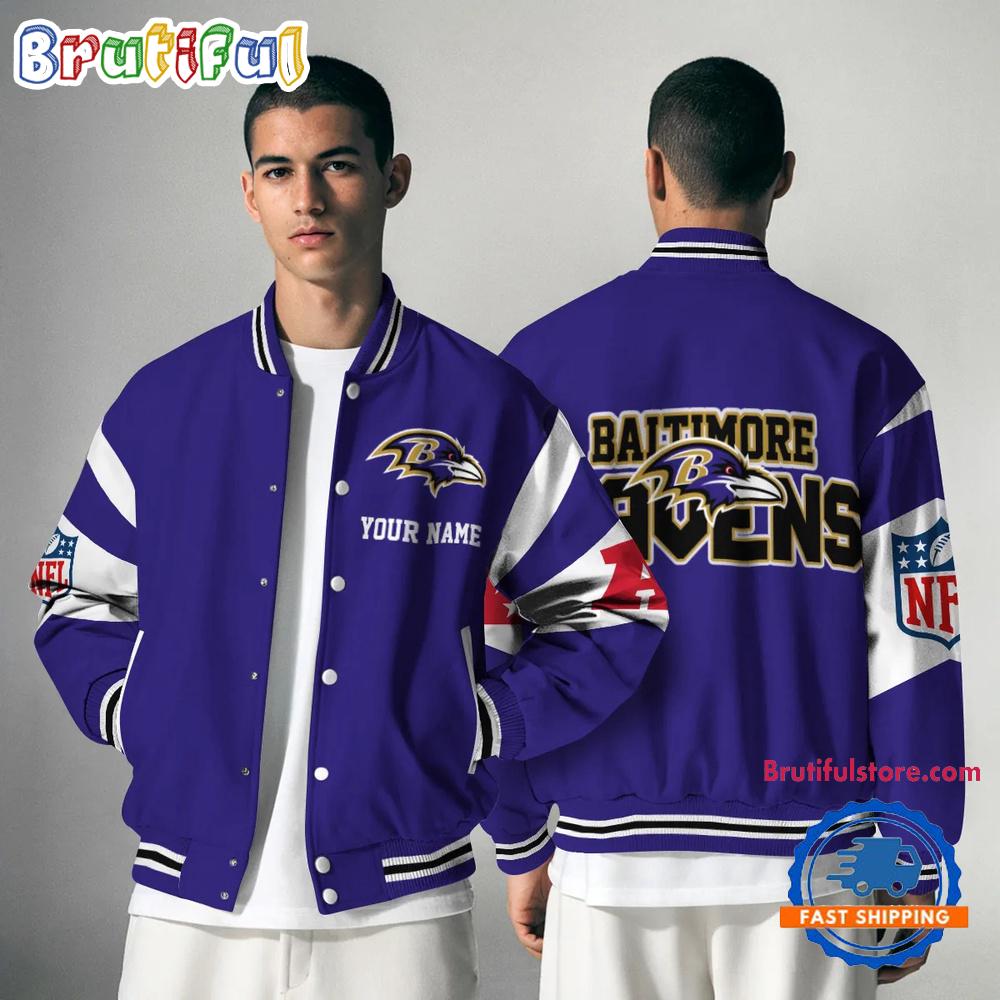 Sportswearmerch Baltimore Ravens NFL Personalized Baseball Jacket For Fan