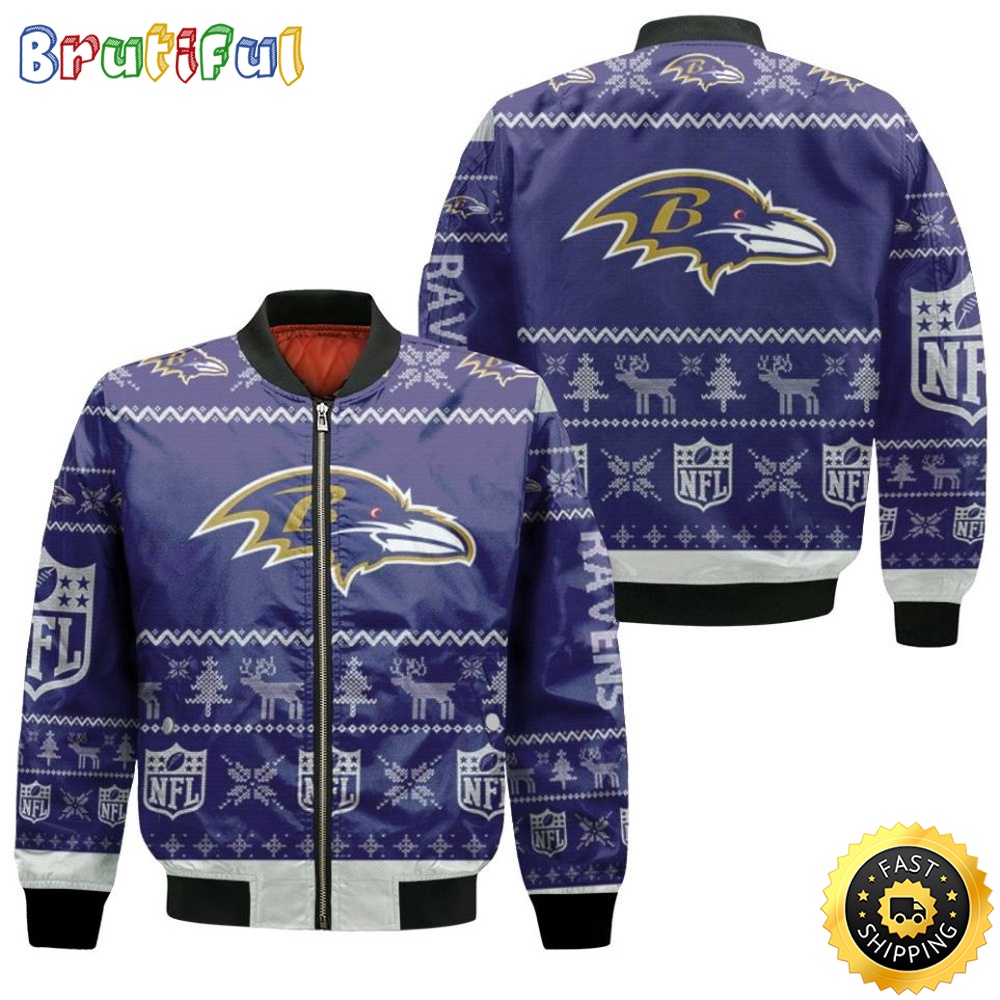 Sportswearmerch Baltimore Ravens NFL Personalized Bomber Jacket For Fan
