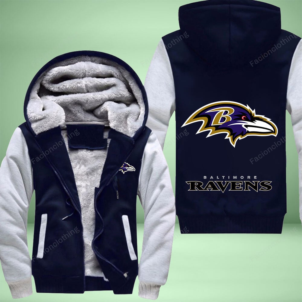 Sportswearmerch Baltimore Ravens NFL Personalized Fleece Zip Hoodie Jacket For Fan