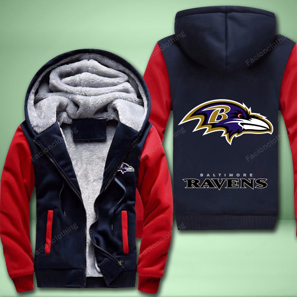 Sportswearmerch Baltimore Ravens NFL Personalized Fleece Zip Hoodie Jacket For Fan