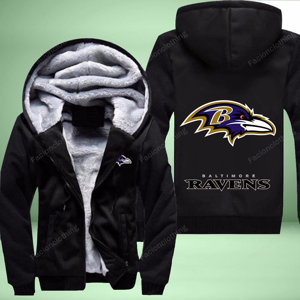 Sportswearmerch Baltimore Ravens NFL Personalized Fleece Zip Hoodie Jacket For Fan