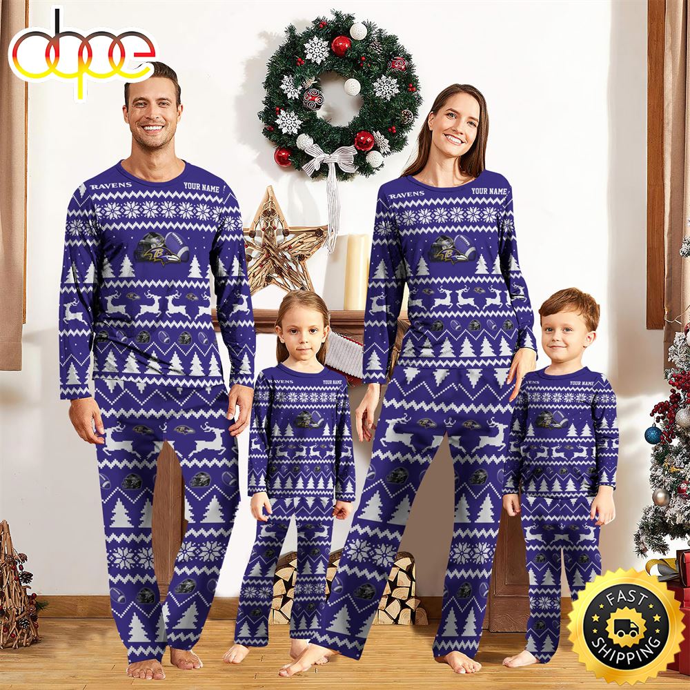 Sportswearmerch Baltimore Ravens NFL Personalized Pajamas Family For Fan