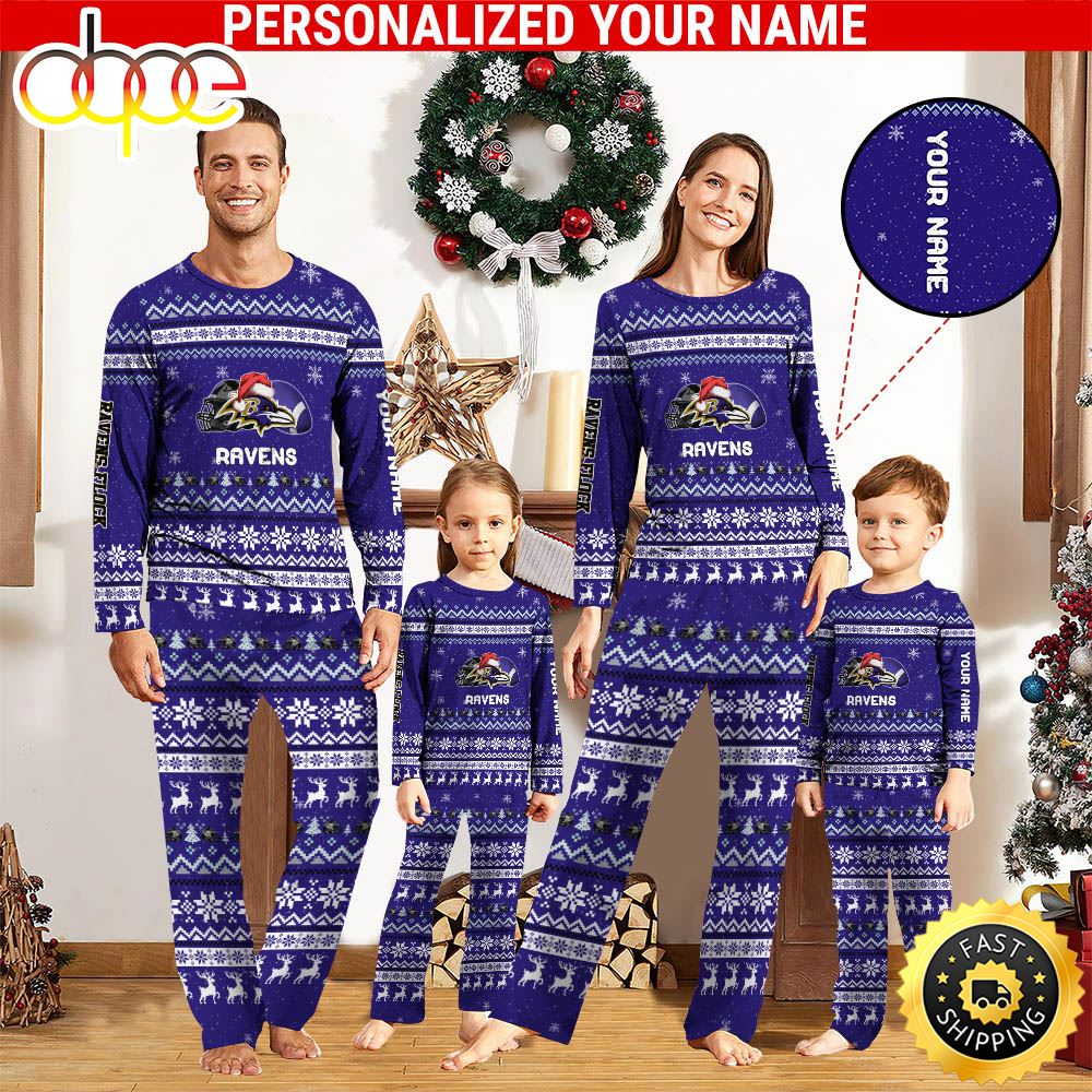 Sportswearmerch Baltimore Ravens NFL Personalized Pajamas Family For Fan