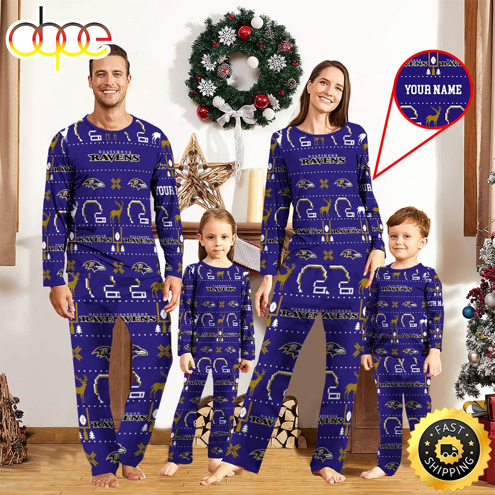 Sportswearmerch Baltimore Ravens NFL Personalized Pajamas Family For Fan