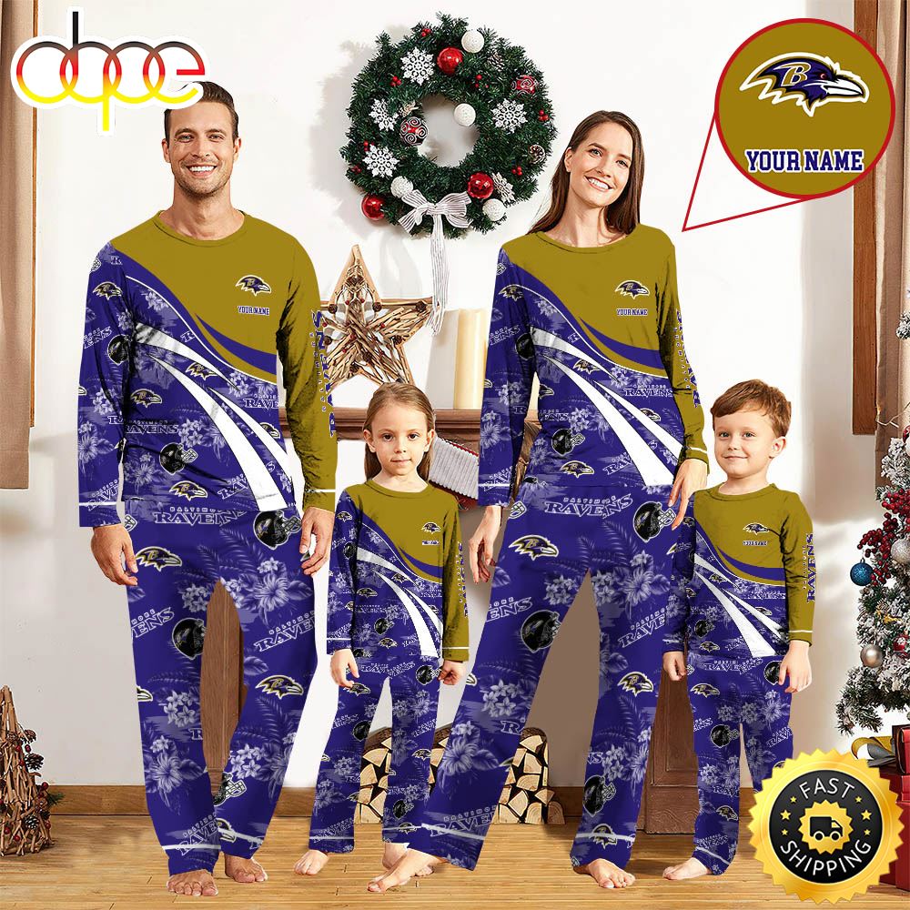 Sportswearmerch Baltimore Ravens NFL Personalized Pajamas Family For Fan