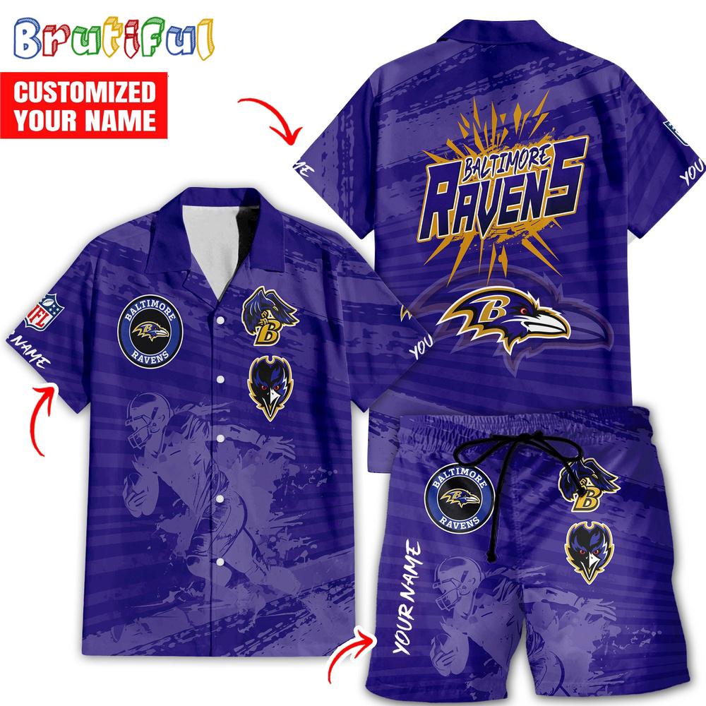 Sportswearmerch Baltimore Ravens NFL Personalized Set Short Set For Fan