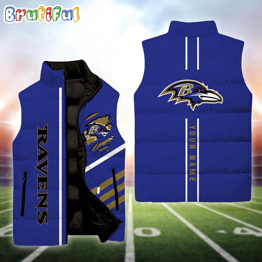 Sportswearmerch Baltimore Ravens NFL Personalized Sleeveless Down Puffer Jacket For Fan