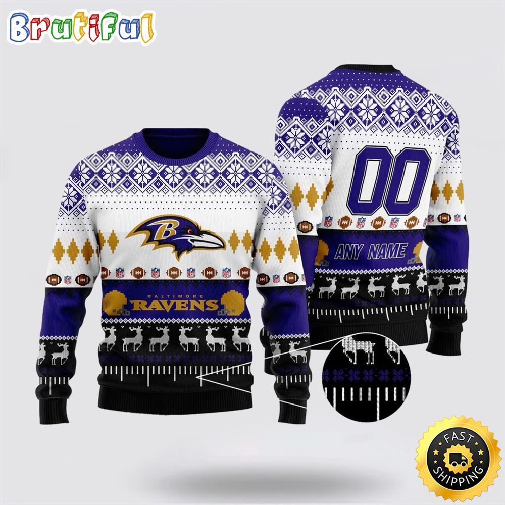 Sportswearmerch Baltimore Ravens NFL Playing Field Personalized Christmas Sweater For Fan
