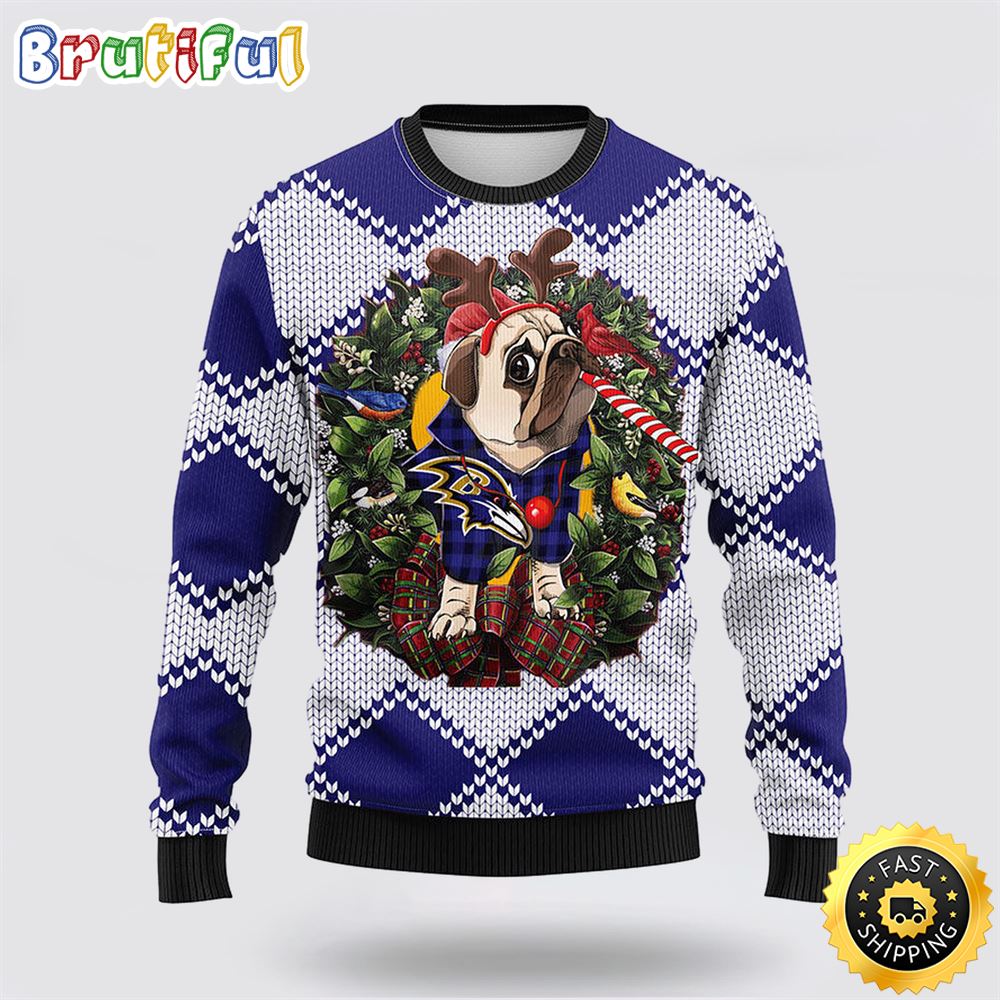 Sportswearmerch Baltimore Ravens NFL Pub Dog Ugly Christmas Sweater For Fan