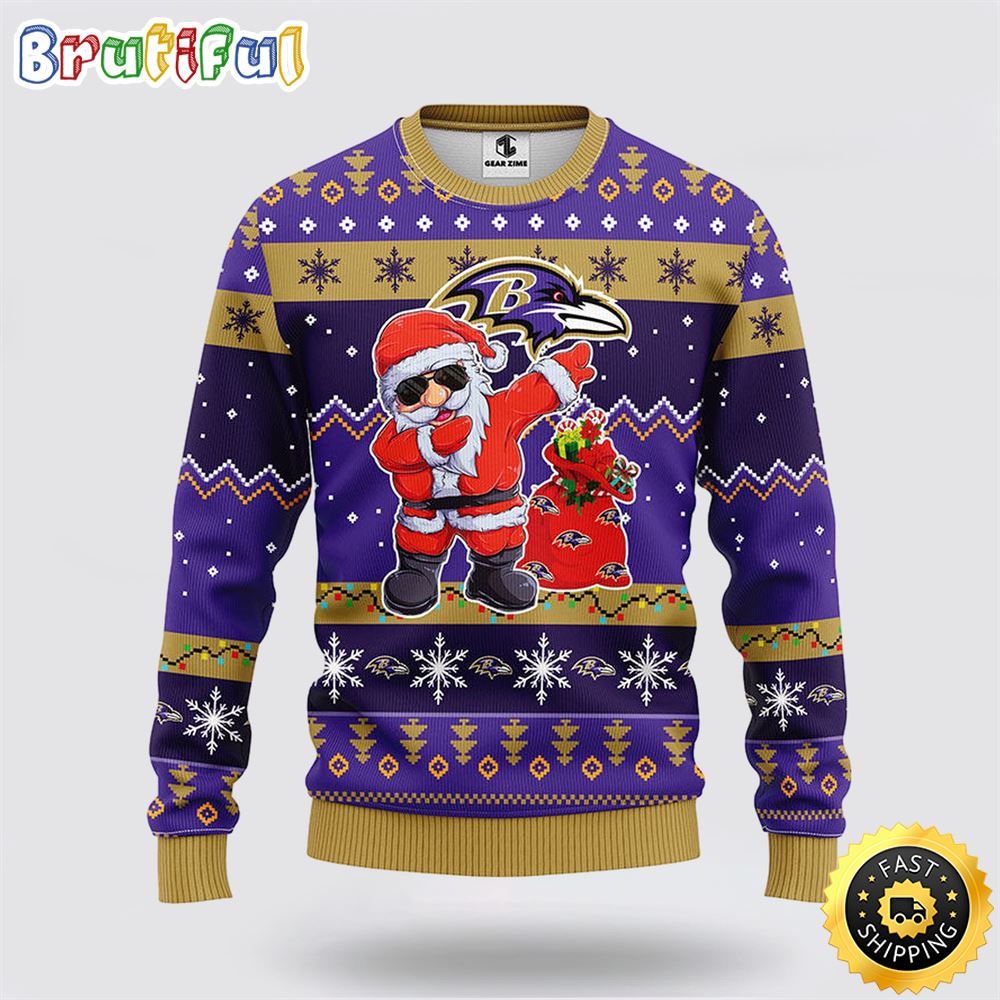 Sportswearmerch Baltimore Ravens NFL Santa Claus Ugly Christmas Sweater For Fan