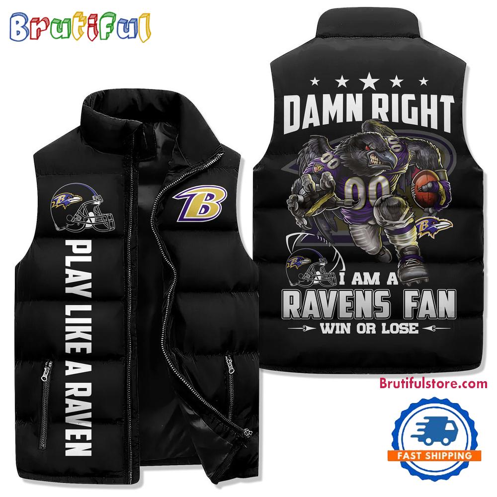 Sportswearmerch Baltimore Ravens NFL Sleeveless Puffer Jacket For Fan
