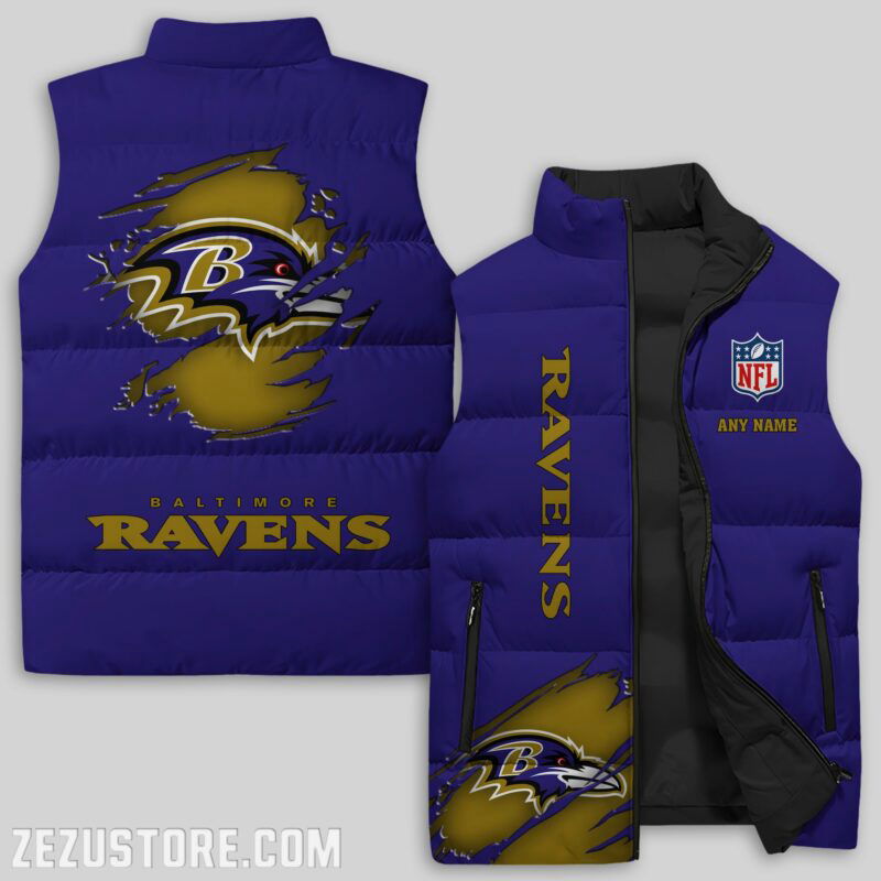 Sportswearmerch Baltimore Ravens NFL Sleeveless Puffer Jacket For Fans