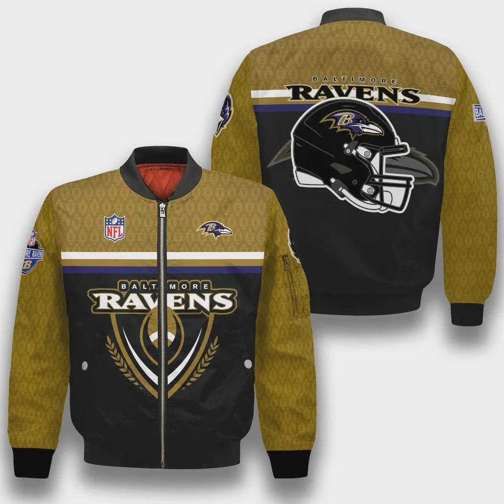 Sportswearmerch Baltimore Ravens NFL Traditional Pattern Bomber Jacket For Fan
