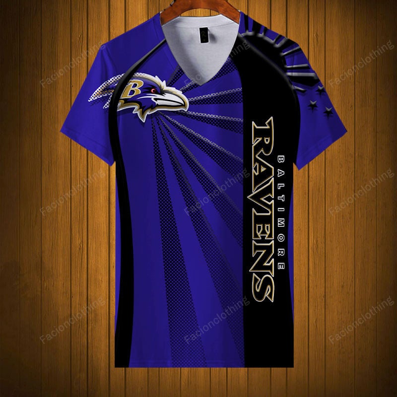 Sportswearmerch Baltimore Ravens NFL V-neck Women T-shirt Personalized For Fan